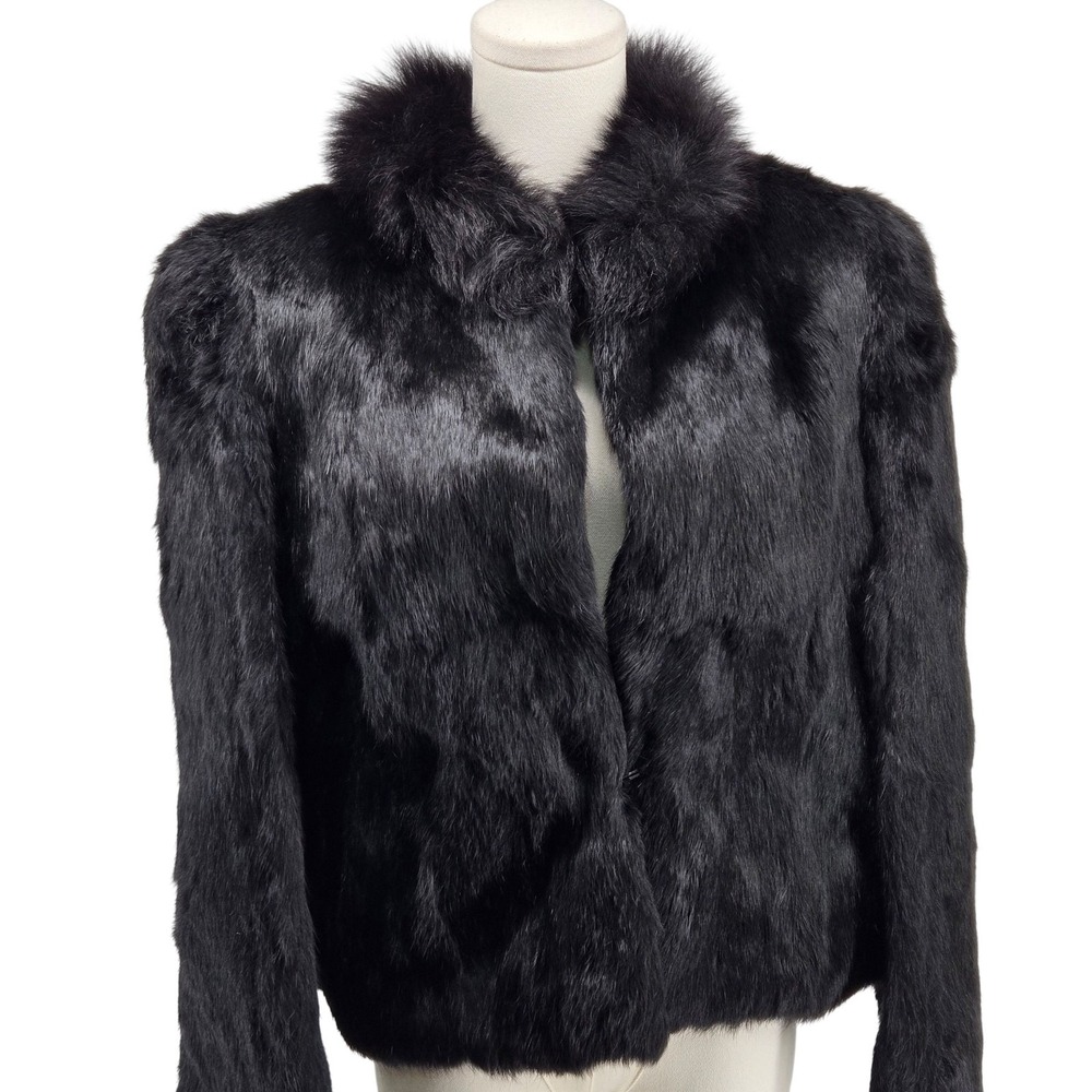 GDT TOO Jacket Womens S Black Faux Fur Collared Lined Pockets Shearling